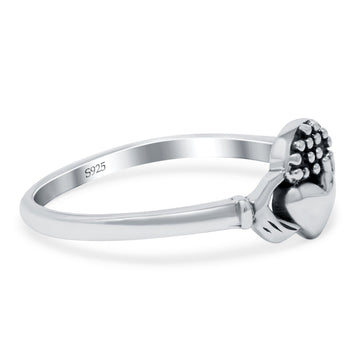 Claddagh Band Oxidized Solid 925 Sterling Silver Thumb Ring (7mm)